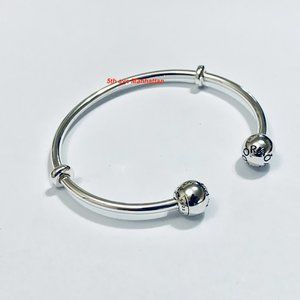 Pandora Silver OPEN BANGLE With Silicone Grips